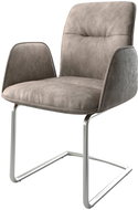 DELIFE Jídelní židle Vinja-Flex taupe vintage konzolová podnož kulatá nerezová ocel - Jídelní židle