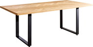 DELIFE Jídelní stůl Edge 200 × 100 cm přírodní dub nepravidelná hrana kovová podnož černá - Jídelní stůl