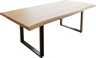 DELIFE Jídelní stůl Edge 200 × 100 cm přírodní dub nepravidelná hrana kovová černá podnož - Jídelní stůl