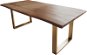 Jídelní stůl DELIFE Jídelní stůl Edge 200 × 100 cm hnědá akácie podnož úzká z nerezové oceli zlatá - Jídelní stůl