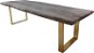 Jídelní stůl DELIFE Jídelní stůl Edge 260 × 100 cm platinová akácie podnož úzká nerezová ocel zlatá - Jídelní stůl