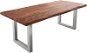 Jídelní stůl DELIFE Jídelní stůl Edge 220 × 100 cm XL hnědá akácie nerezová ocel široká - Jídelní stůl