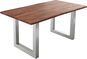 Jídelní stůl DELIFE Jídelní stůl Edge 160 × 90 cm hnědá akácie nerezová ocel široká - Jídelní stůl