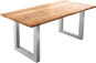 Jídelní stůl DELIFE Jídelní stůl Edge 180 × 90 cm přírodní akácie nerezová ocel široká - Jídelní stůl