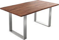 DELIFE Jídelní stůl Edge 160 × 90 cm hnědá akácie nerezová ocel úzká - Jídelní stůl