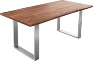 DELIFE Jídelní stůl Edge 180 × 90 cm hnědá akácie nerezová ocel úzká - Jídelní stůl