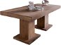 Jídelní stůl DELIFE Jídelní stůl Indra hnědá akácie stůl 200 × 100 cm masivní dřevěná podnož - Jídelní stůl