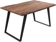 DELIFE Jídelní stůl Edge 140 × 90 cm hnědá akácie kovová podnož šikmá - Jídelní stůl