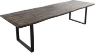 DELIFE Jídelní stůl Edge 300 × 100 cm XL platinová akácie tenká podnož černá - Jídelní stůl