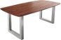 Jídelní stůl DELIFE Jídelní stůl Edge 200 × 100 cm hnědá akácie nerezová ocel široká švýcarská hrana - Jídelní stůl