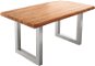 Jídelní stůl DELIFE Jídelní stůl Edge 160x90cm XL přírodní akácie nerezová ocel široká - Jídelní stůl