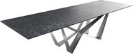 DELIFE Jídelní stůl Edge 300x100cm Laminam® keramika šedá podnož plochá ocel stříbrná - Jídelní stůl