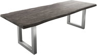 DELIFE Jídelní stůl Edge 260 × 100 cm XL platinová akácie nerezová ocel široká - Jídelní stůl