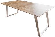 DELIFE Jídelní stůl Edge 200 × 100 cm přírodní sheesham nerezová ocel šikmá švýcarská hrana - Jídelní stůl