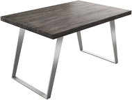 DELIFE Jídelní stůl Edge 140 × 90 cm XL platinová akácie nerezová ocel šikmá - Jídelní stůl