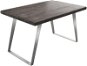 Jídelní stůl DELIFE Jídelní stůl Edge 140 × 90 cm XL platinová akácie nerezová ocel šikmá - Jídelní stůl