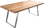 DELIFE Jídelní stůl Edge 200 × 100 cm XL přírodní akácie nerezová ocel šikmá - Jídelní stůl