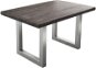 Jídelní stůl DELIFE Jídelní stůl Edge 140 × 90 cm XL platinová akácie nerezová ocel široká - Jídelní stůl