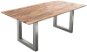 Jídelní stůl DELIFE Jídelní stůl Edge 200 × 100 cm přírodní sheesham nerezová ocel široká švýcarská hrana - Jídelní stůl