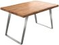 Jídelní stůl DELIFE Jídelní stůl Edge 140 × 90 cm XL přírodní akácie nerezová ocel šikmá - Jídelní stůl