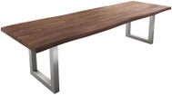 DELIFE Jídelní stůl Edge 300 × 100 cm XL hnědá akácie nerezová ocel široká - Jídelní stůl