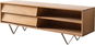 TV stolek Delife TV stolek Eloi 145 × 35 cm, přírodní akácie 2 šuplíky 2 přihrádky podnož "V" nerezová ocel - TV stolek