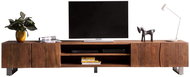 Delife TV stolek Live Edge 300 cm, hnědá akácie 4 dvířka 2 přihrádky - TV stolek