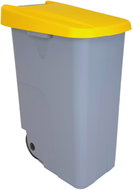 Denox Waste bin RECICLO for separated waste 85 l, yellow lid, plastic with wheels - Rubbish Bin