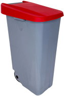 Denox Waste bin RECICLO for separated waste 110 l, red lid, plastic with wheels - Rubbish Bin