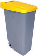 Denox Waste bin RECICLO for separated waste 110 l, yellow lid, plastic with wheels - Rubbish Bin