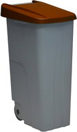 Denox Waste bin RECICLO for separated waste 110 l, brown lid, plastic with wheels - Rubbish Bin