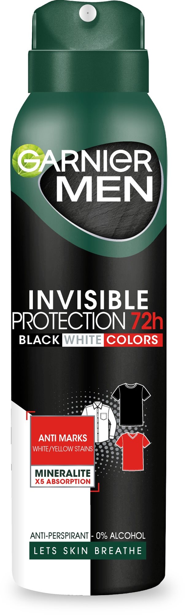 GARNIER Men Mineral Invisible Black and White Colors Spray Antiperspirant 150 ml