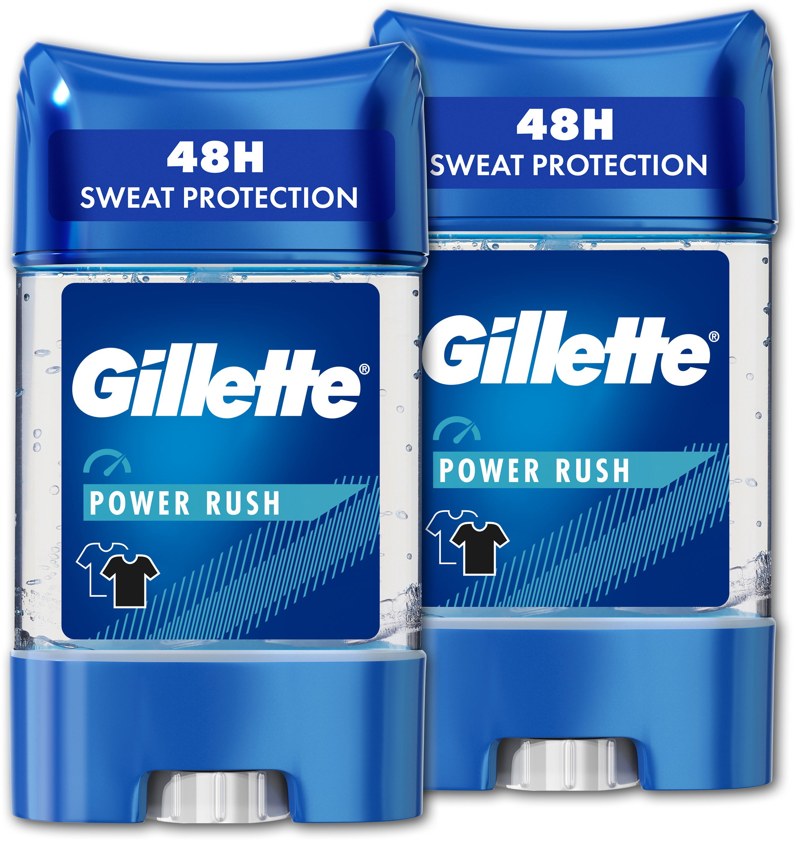 GILLETTE Power Rush zselés izzadásgátló, 2 × 70 ml