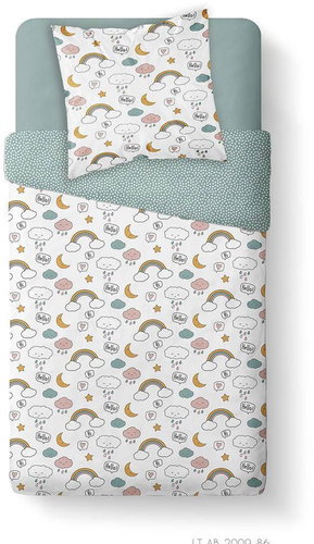 Today First with clouds and rainbows 140 × 200 cm, double-sided - Children's Bedding - Main image