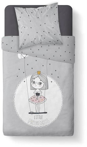 Today Kool 140 × 200 cm, double-sided, grey with princess - Children's Bedding - Main image