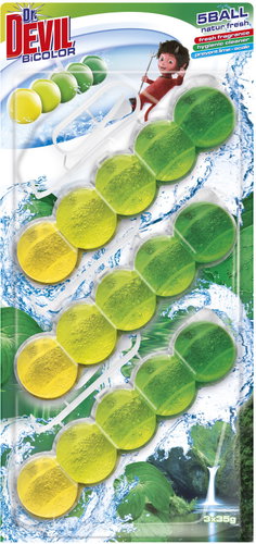 Dr. DEVIL Bicolour 5Ball Natur Fresh 3 × 35 g - Toilet Block - Main image
