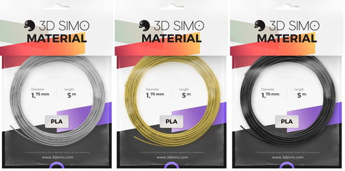 3DSimo Filament PLA - Black, Gold, Grey 15m - 3D Pen Filament - Main image