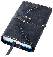 Book Cover Book cover with clasp with rivets XL Black suede - Obal na knihu