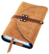 Book Cover Book cover with clasp with rivets Honey suede - Obal na knihu