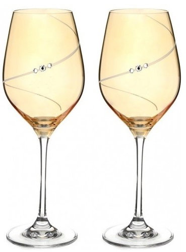 Diamante white wine glass Silhouette City Amber with Swarovski rhinestones 360 ml 2KS - Glass - Main image