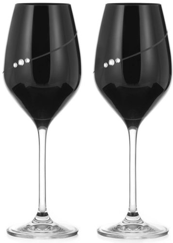 Diamante white wine glass Silhouette City Black with Swarovski rhinestones 360 ml 2KS - Glass - Main image