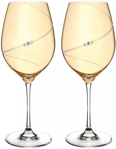 Diamante red wine glass Silhouette City Amber with Swarovski rhinestones 470 ml 2KS - Glass - Main image