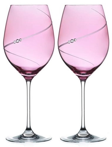 Diamante red wine glass Silhouette City Pink with Swarovski rhinestones 470ml 2KS - Glass - Main image