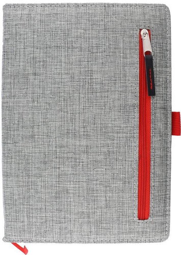 MPM QUALITY lined A5 with zipped pocket, grey-red - Journal - Main image