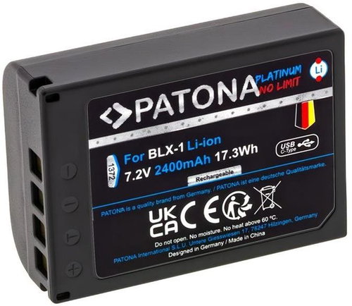 PATONA battery for Olympus BLX-1 2400 Li-Ion Platinum USB-C charging - Camera Battery - Main image