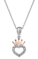 Disney Dětský náhrdelník srdce s korunkou CS00003TZWL-P.CS, stříbrný (Ag925/1000) - Necklace
