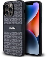 DKNY PU Leather Repeat Pattern Tonal Stripe Zadní Kryt pro iPhone 14 Pro Black - Phone Cover