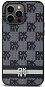 DKNY PU Leather Checkered Pattern and Stripe Zadný Kryt na iPhone 15 Pro Max Black - Kryt na mobil