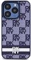 DKNY Checkered Pattern and Stripe iPhone 15 Pro kék PU bőr tok - Telefon tok
