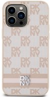 DKNY Checkered Pattern and Stripe iPhone 15 Pro Max rózsaszín PU bőr tok - Telefon tok